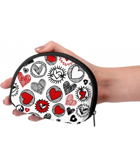 Coin Purse Pouch for Women Girls Zipper Small Change Purse Cute Shell Shape Red Hearts 3.5x4.7inches $23.32 - Plush Purses