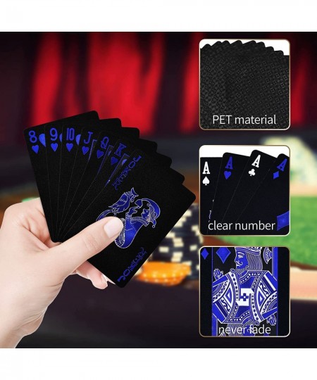 Playing Cards Black Plastic Playing Cards Waterproof Poker Cards PET Playing Cards with Box Suitable for Pool Beach Camping P...