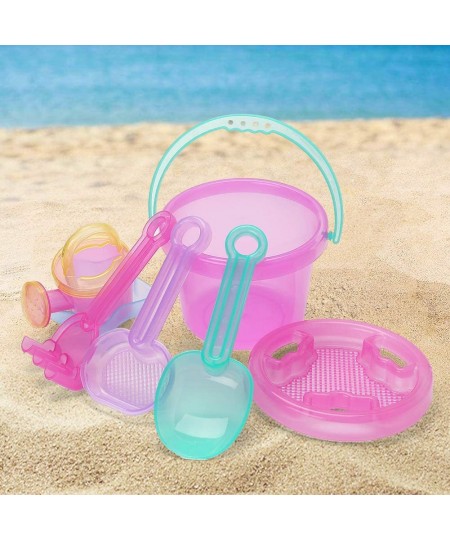 Beach Sand Toys Set Pack of 10 Sand Buckets and Shovels for Kids Toddlers Star Shell Castle Mold Sand Sifter Cover Rake Water...