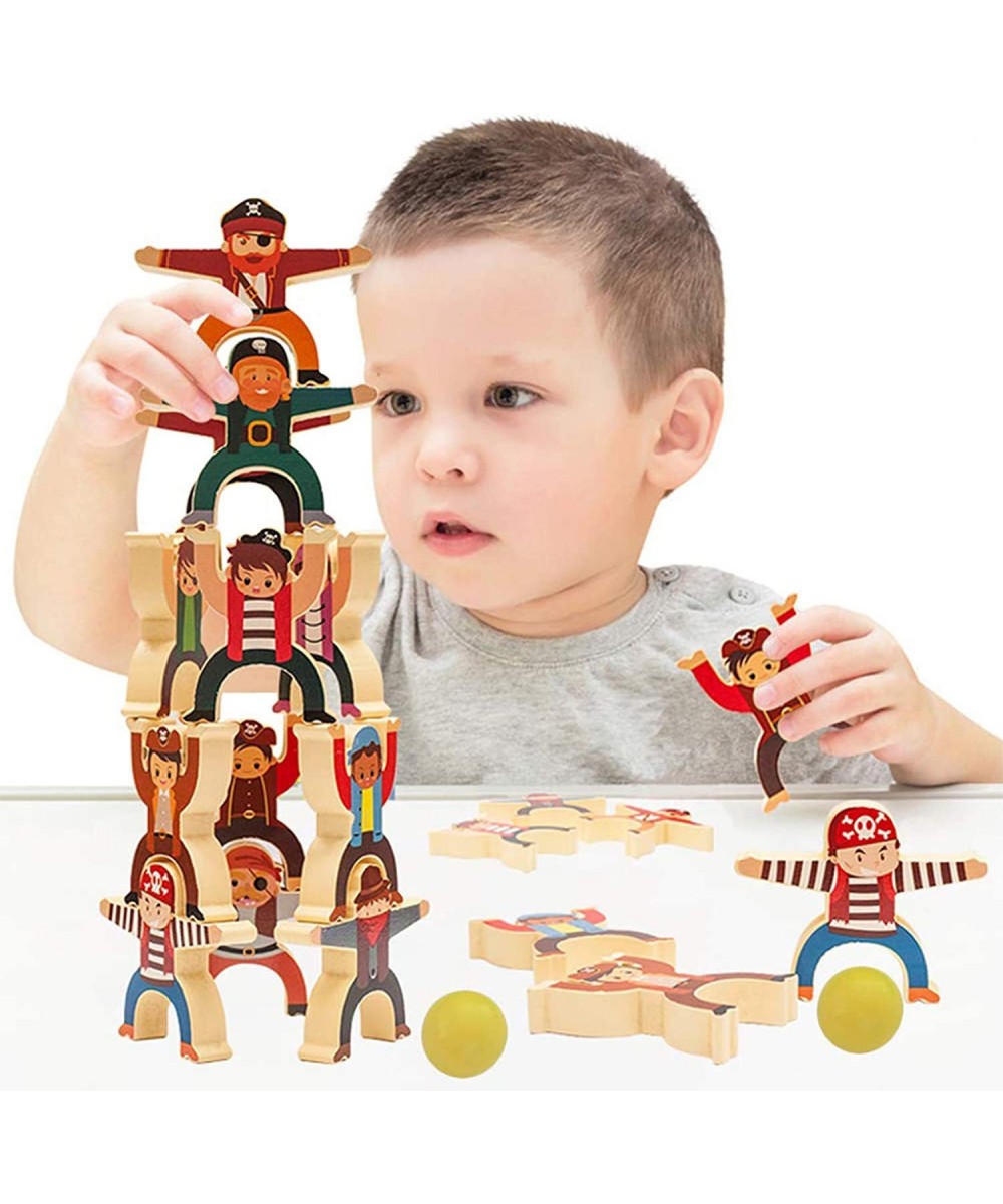 Kids Blocks Wooden Stacking Toys Game Pirate Hercules Balance Building Blocks Children's Educational Development Set Montesso...