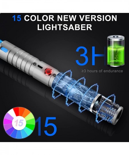 Lightsaber Type-C Rechargeable Cosplay RGB 15 Colors 1 pc Aluminum Alloy Handle Real Lightsaber for Adults and Kids Light 3 M...