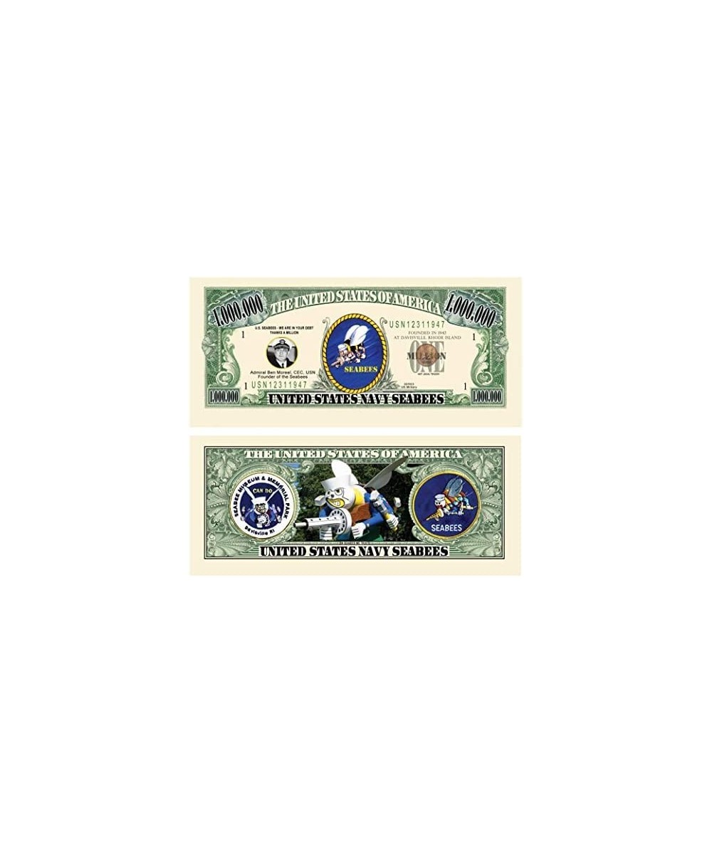 US Navy Seabees Million Dollar Bills - Pack of 10 - Fun Gift Or Keepsake for Members of The US Navy Construction Battalion $1...