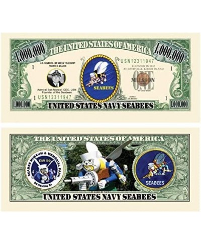 US Navy Seabees Million Dollar Bills - Pack of 10 - Fun Gift Or Keepsake for Members of The US Navy Construction Battalion $1...