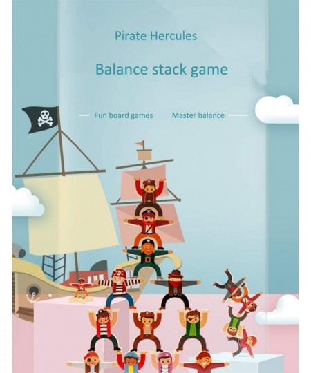 Kids Blocks Wooden Stacking Toys Game Pirate Hercules Balance Building Blocks Children's Educational Development Set Montesso...