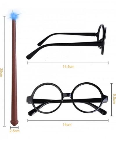 8 PCS Light Up Magic Wizard Wands and Glasses Wizard Party Supplies Sound Illuminating Toy Wands for Costume Accessories Cosp...