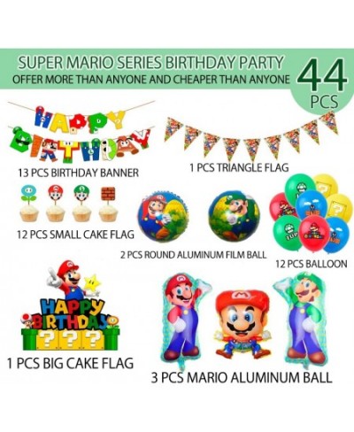 Super Mario Birthday Party Supplies 44pcs Super Mario Party Decorations Set-Super Mario Bros Balloons Banners Cake Topper and...