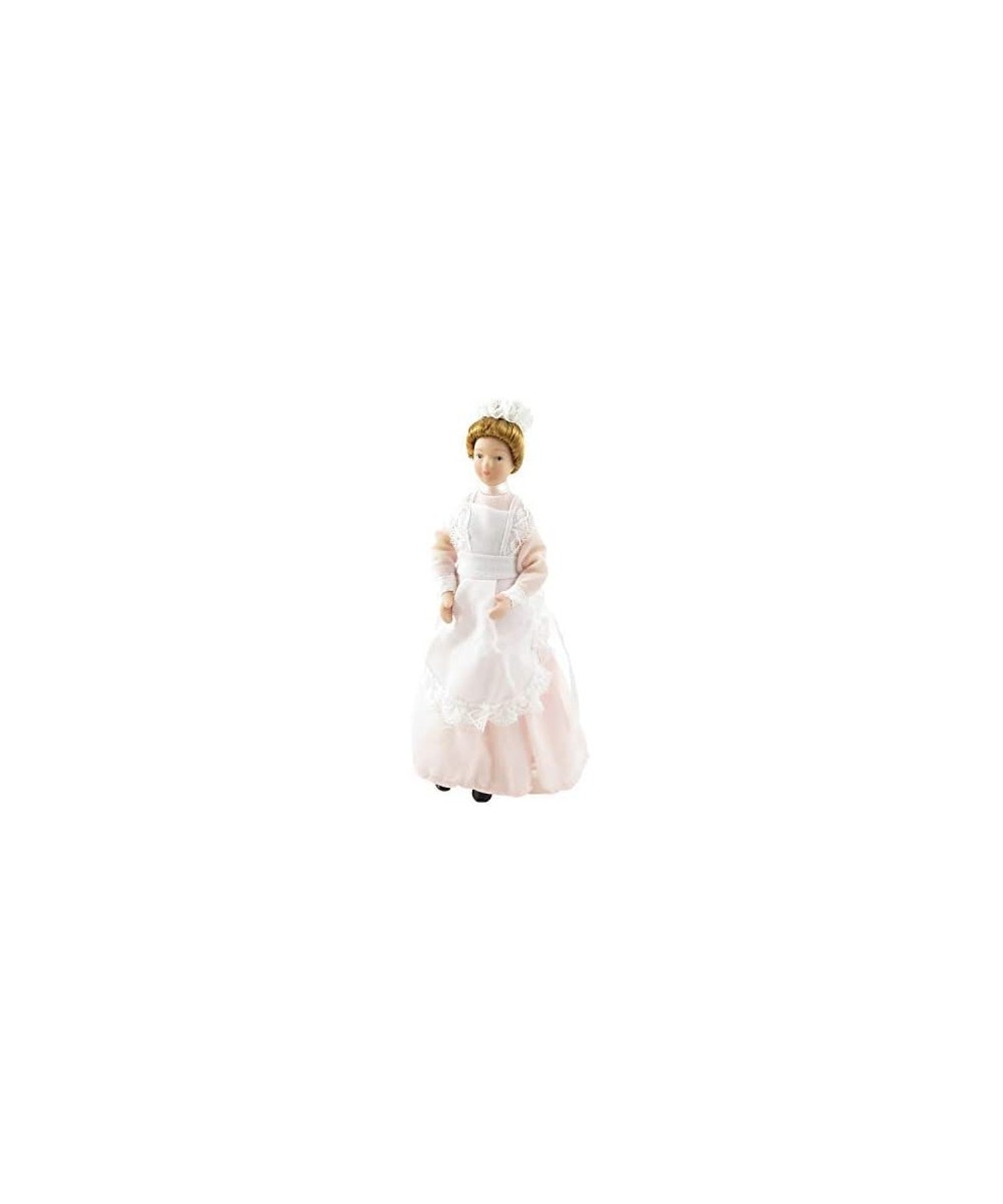 Dolls House Victorian Parlour Maid Woman Lady Servant in Pink Porcelain People $38.33 - Dollhouse Accessories