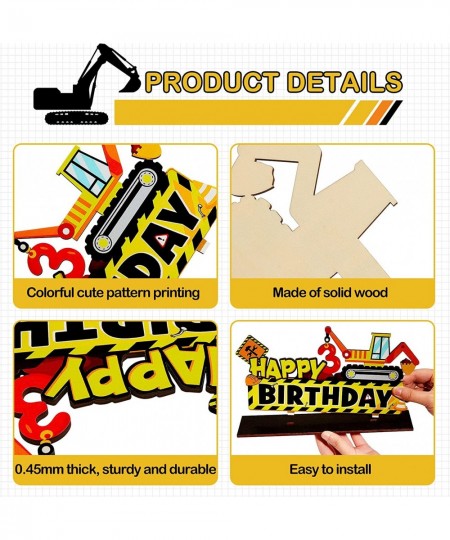 2 Pieces Construction Birthday Party Supplies Truck 3rd Letter Sign Kids Construction Party Decorations Excavator Constructio...