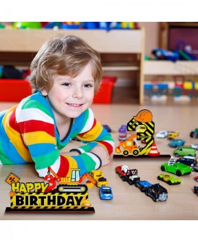 2 Pieces Construction Birthday Party Supplies Truck 3rd Letter Sign Kids Construction Party Decorations Excavator Constructio...