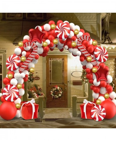 Christmas Balloon Garland Arch kit 154PCS Christmas Decorations Including Red White Gold Balloons Candy Cane Gift Box Red Sta...