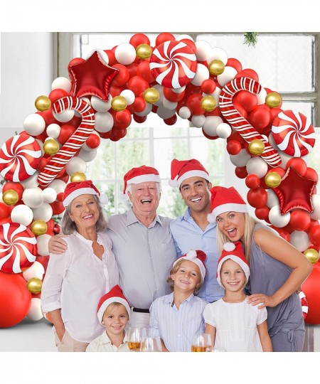 Christmas Balloon Garland Arch kit 154PCS Christmas Decorations Including Red White Gold Balloons Candy Cane Gift Box Red Sta...