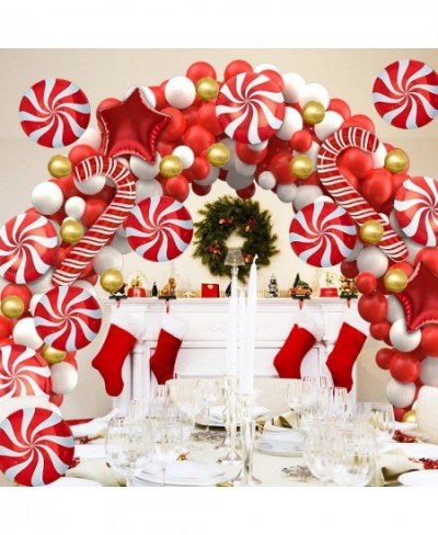 Christmas Balloon Garland Arch kit 154PCS Christmas Decorations Including Red White Gold Balloons Candy Cane Gift Box Red Sta...