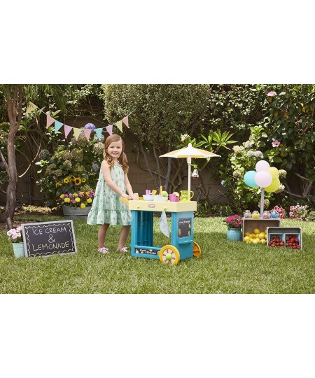 2-in-1 Lemonade and Ice Cream Stand with 25 Accessories and Chalkboard For Kids Ages 2 plus $106.94 - Toy Kitchen Products