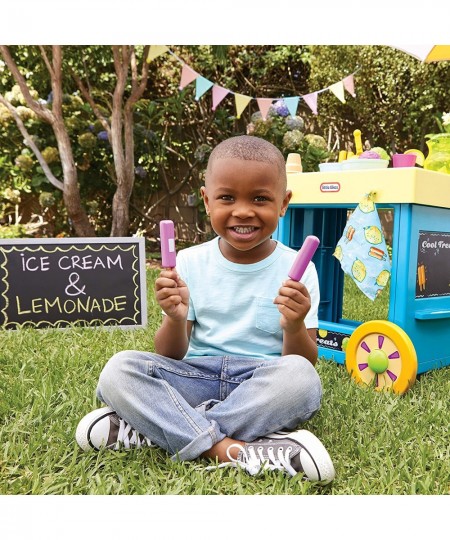 2-in-1 Lemonade and Ice Cream Stand with 25 Accessories and Chalkboard For Kids Ages 2 plus $106.94 - Toy Kitchen Products