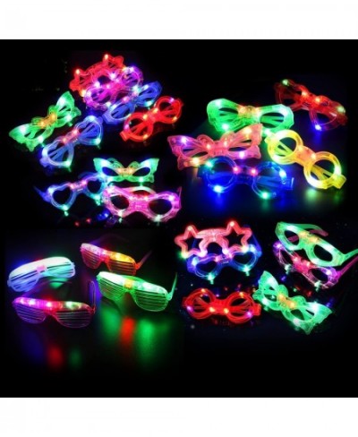 21 Pcs LED Glasses 7 shapes 6 LED Glow In The Dark Party Supplies Favor for Kids Adults shutter heart round star butterfly Gl...