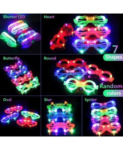 21 Pcs LED Glasses 7 shapes 6 LED Glow In The Dark Party Supplies Favor for Kids Adults shutter heart round star butterfly Gl...