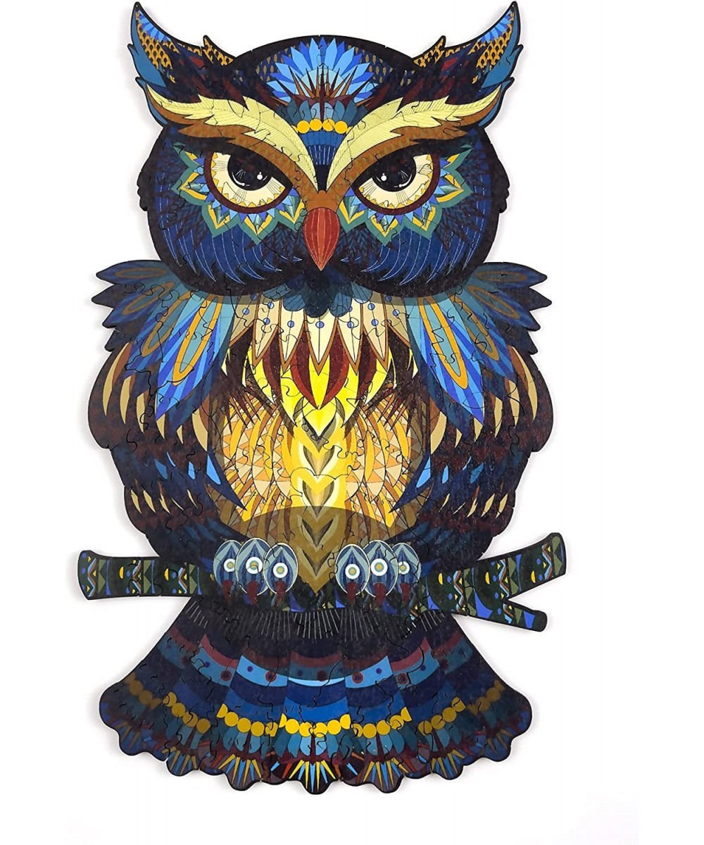 Wooden Jigsaw Puzzle Colorful Owl Small Size Jigsaw Puzzle 100 Pieces Unique Shape Animal Wooden Puzzle for Adults and Kids (...