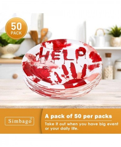 Paper Party Plates 50 Pack Disposable Halloween Party Decoration Bloody Handprints Plates- 9 Inches $21.29 - Kids' Party Tabl...