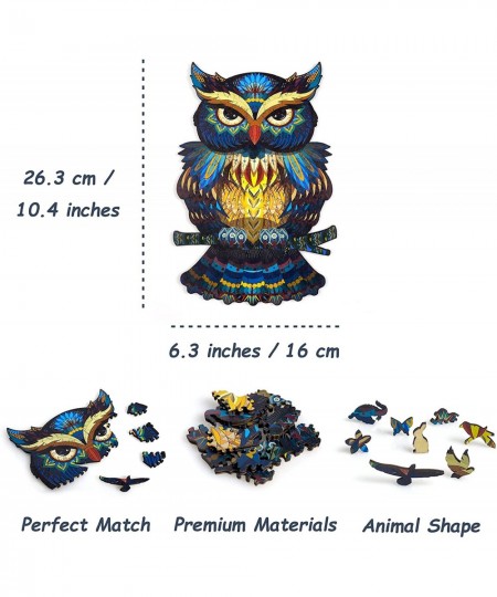 Wooden Jigsaw Puzzle Colorful Owl Small Size Jigsaw Puzzle 100 Pieces Unique Shape Animal Wooden Puzzle for Adults and Kids (...