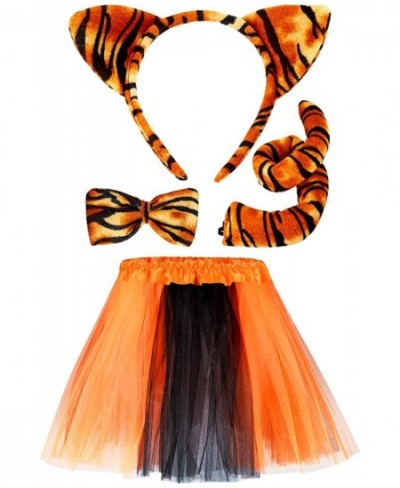 4 Pieces Tiger Costume Set Animal Fancy Costume Tiger Ear Headband Tail Bow Tie Tutu Skirt for Kids Halloween Cosplay Party $...