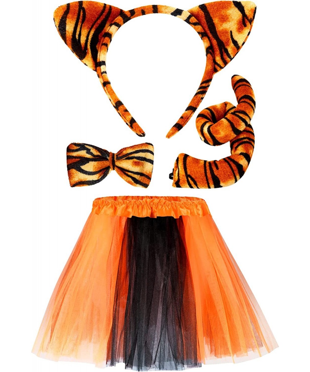 4 Pieces Tiger Costume Set Animal Fancy Costume Tiger Ear Headband Tail Bow Tie Tutu Skirt for Kids Halloween Cosplay Party $...