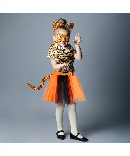 4 Pieces Tiger Costume Set Animal Fancy Costume Tiger Ear Headband Tail Bow Tie Tutu Skirt for Kids Halloween Cosplay Party $...