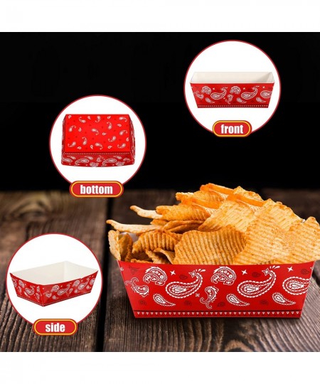 Cowboy Birthday Party Supplies Carnival 0.66 lb Red Paisley Food Tray Paper Bandana Western Party Favor Western Nacho Trays P...