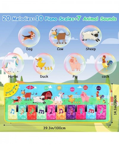 Piano Mat Baby Musical Mats with 37 Music Sounds Crystal Themed Keyboard Touch Playmat for Toddlers with 7 Different Animal M...