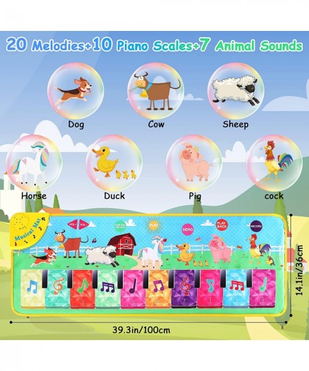 Piano Mat Baby Musical Mats with 37 Music Sounds Crystal Themed Keyboard Touch Playmat for Toddlers with 7 Different Animal M...