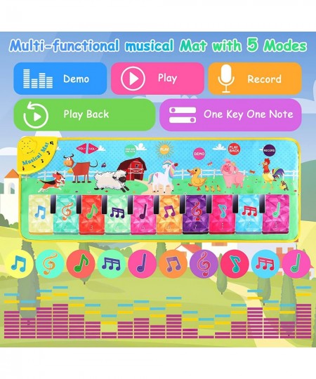 Piano Mat Baby Musical Mats with 37 Music Sounds Crystal Themed Keyboard Touch Playmat for Toddlers with 7 Different Animal M...