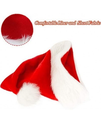 Santa Hats 4pcs Christmas Hats Plush Christmas Hats Adult + Kids Traditional Red Christmas Santa Hats for Christmas New Year ...