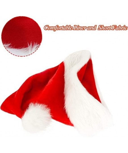 Santa Hats 4pcs Christmas Hats Plush Christmas Hats Adult + Kids Traditional Red Christmas Santa Hats for Christmas New Year ...