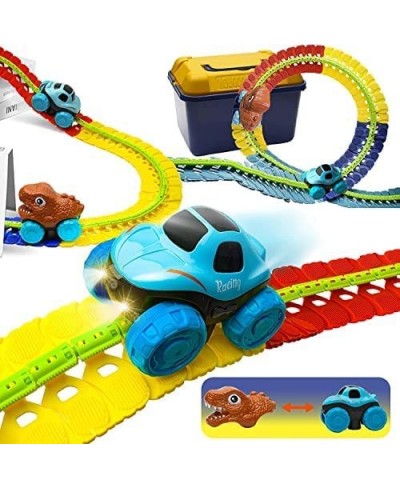 Race Car Tracks 193 pcs Dinosaur Toy Car Tracks Set for Kids Electric Cars Toy with LED Light and 2 Replacement Car Shells Be...