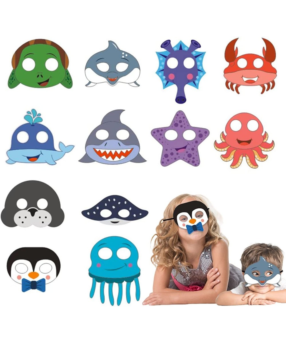 12Pcs Ocean Theme Felt Masks Birthday Party Supplies Costumes Parties Dress Up Favors Masks Photo Booth Prop Cosplay Gift for...