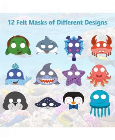 12Pcs Ocean Theme Felt Masks Birthday Party Supplies Costumes Parties Dress Up Favors Masks Photo Booth Prop Cosplay Gift for...