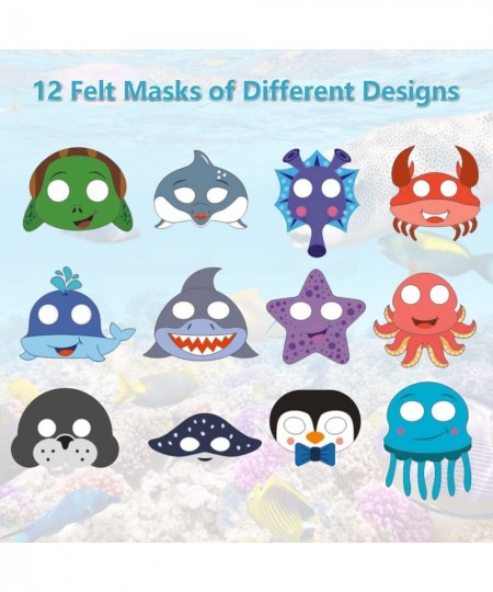 12Pcs Ocean Theme Felt Masks Birthday Party Supplies Costumes Parties Dress Up Favors Masks Photo Booth Prop Cosplay Gift for...