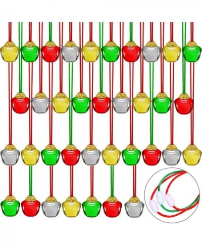 36 Pack Christmas Bell Necklaces Holiday Jingle Bell Necklaces Toys with Safety Connect Catch Ribbons for Christmas Favor (Go...