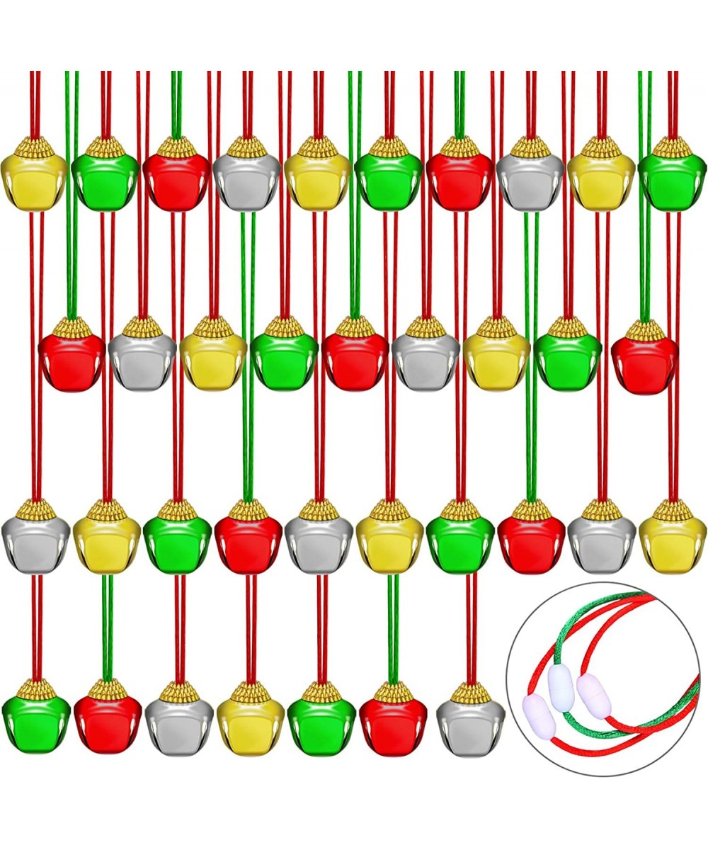 36 Pack Christmas Bell Necklaces Holiday Jingle Bell Necklaces Toys with Safety Connect Catch Ribbons for Christmas Favor (Go...