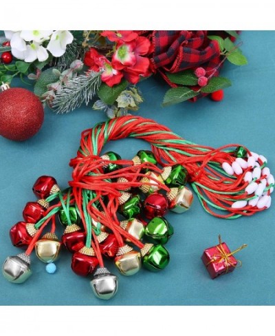 36 Pack Christmas Bell Necklaces Holiday Jingle Bell Necklaces Toys with Safety Connect Catch Ribbons for Christmas Favor (Go...