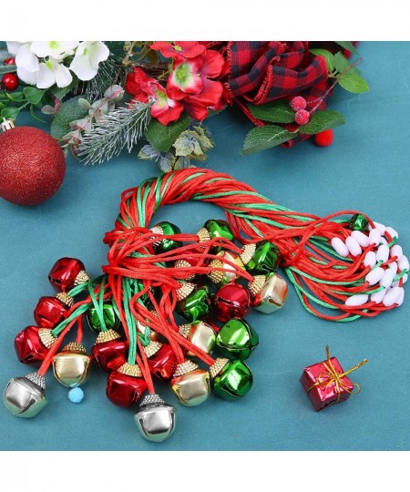 36 Pack Christmas Bell Necklaces Holiday Jingle Bell Necklaces Toys with Safety Connect Catch Ribbons for Christmas Favor (Go...