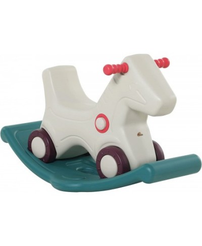 Kids 2 in 1 Rocking Horse & Sliding Car for Indoor & Outdoor Use w/ Detachable Base Wheels Smooth Materials Grey and Green $1...