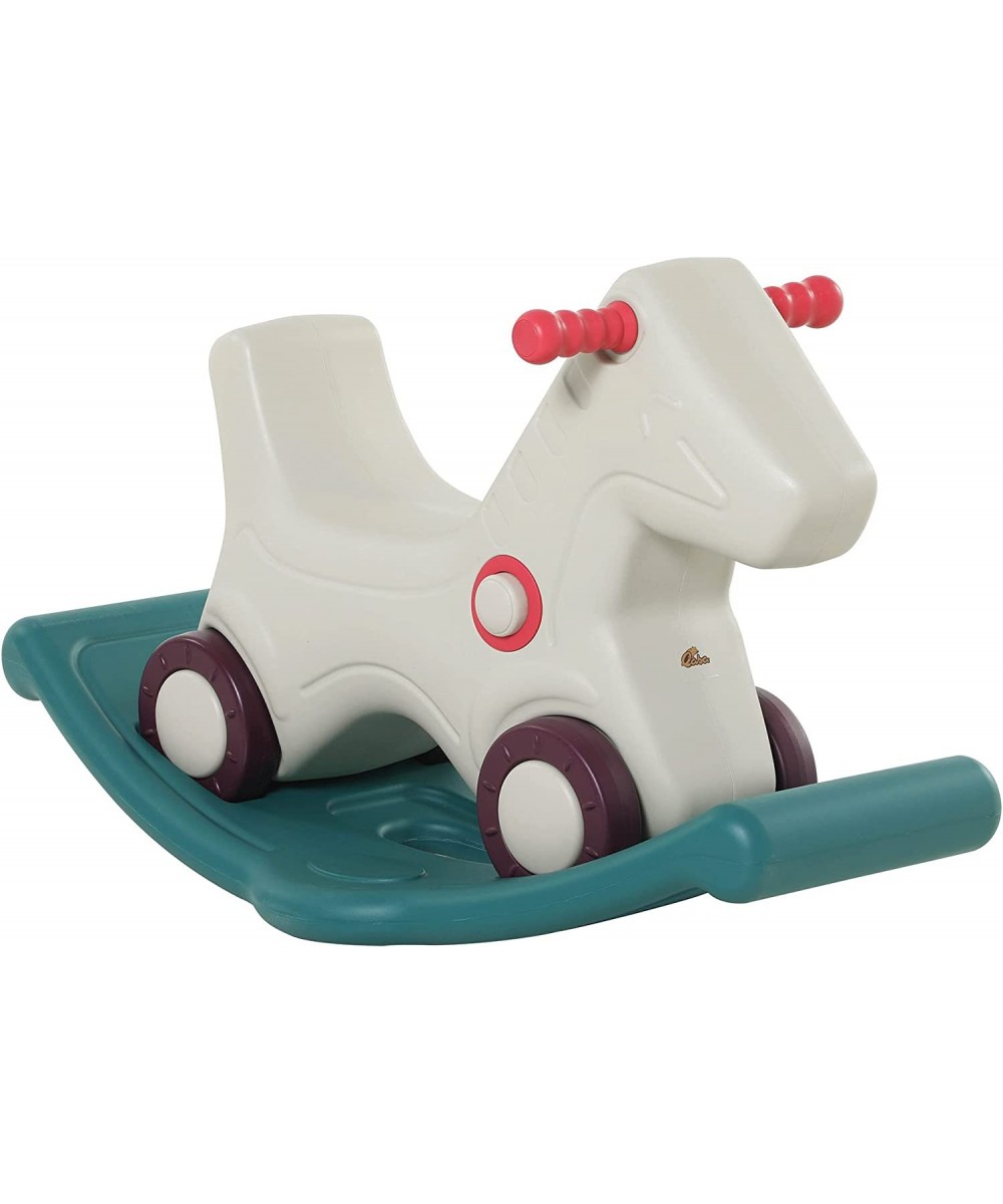 Kids 2 in 1 Rocking Horse & Sliding Car for Indoor & Outdoor Use w/ Detachable Base Wheels Smooth Materials Grey and Green $1...