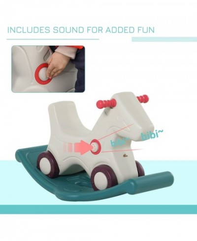 Kids 2 in 1 Rocking Horse & Sliding Car for Indoor & Outdoor Use w/ Detachable Base Wheels Smooth Materials Grey and Green $1...