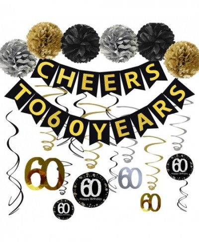 60th Birthday Party Decorations KIT - Cheers to 60 Years Banner Sparkling Celebration 60 Hanging Swirls Poms Perfect 60 Years...