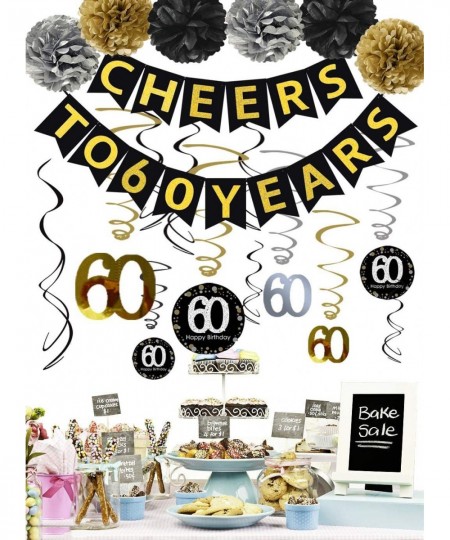 60th Birthday Party Decorations KIT - Cheers to 60 Years Banner Sparkling Celebration 60 Hanging Swirls Poms Perfect 60 Years...