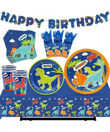 162 Pcs Dinosaur Tableware Set (Serves 20) - Dinosaur Birthday Party Supplies Set for Boys Including Birthday Banner Plates C...