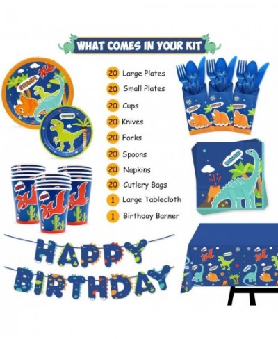 162 Pcs Dinosaur Tableware Set (Serves 20) - Dinosaur Birthday Party Supplies Set for Boys Including Birthday Banner Plates C...