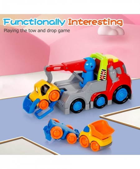 Trucks Toys for Boys Construction Cars Toy Set for Toddler Kids Girls Push and Go Play Vehicle Trailer Bulldozer Dumper Race ...