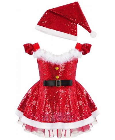 Big Girls Christmas Outfit Sequins Figure Ice Roller Skating Ballet Dance Leotard Dress with Hat Arm Sleeves $24.96 - Kids' C...