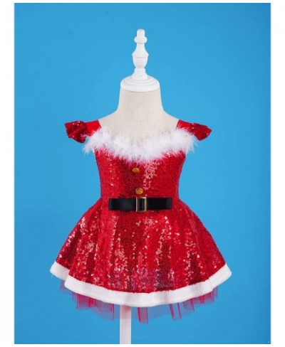 Big Girls Christmas Outfit Sequins Figure Ice Roller Skating Ballet Dance Leotard Dress with Hat Arm Sleeves $24.96 - Kids' C...